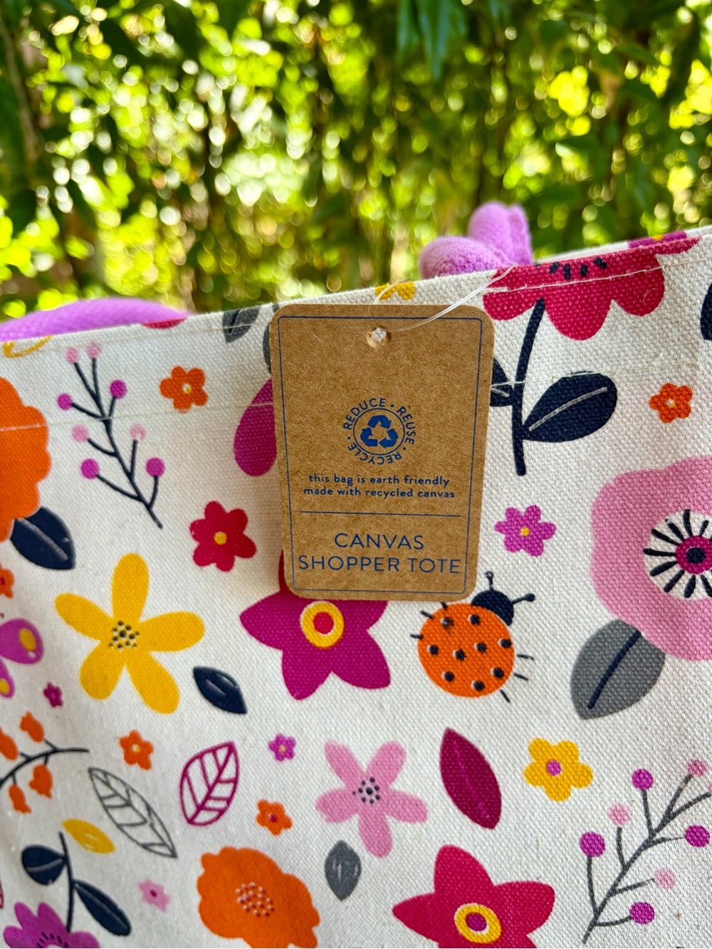 NWT ÈCCOLO Floral Canvas Tote in Pink, Orange & Yellow - Picture 2 of 5
